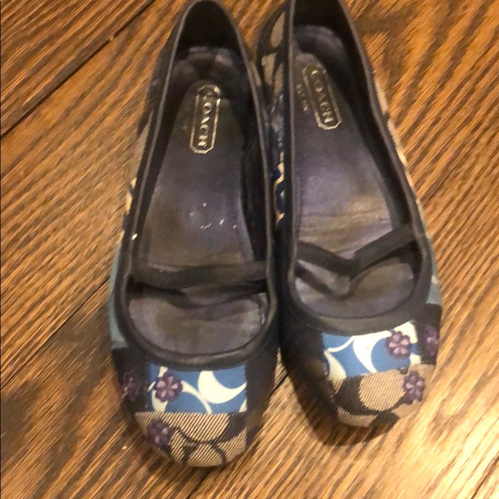 Coach ballet flat round toe denim logo cc